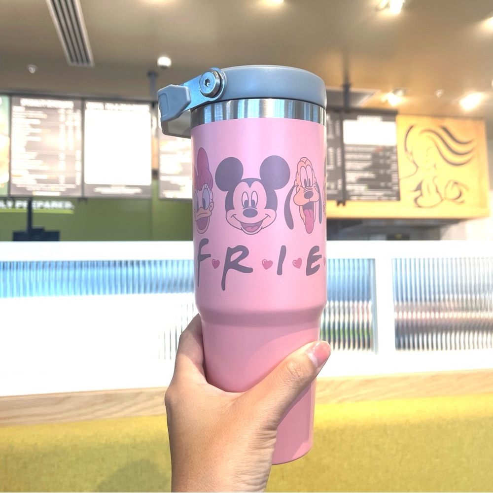 Disney Mickey Friends pink 30 oz Leakproof tumbler with hand carry handle. Brand - Picture 6 of 7